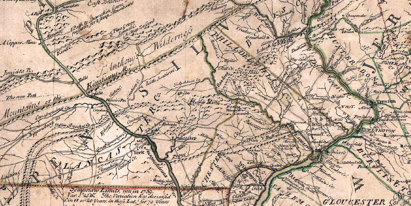 1749 Lewis Evans Map - Southeast Pennsylvania